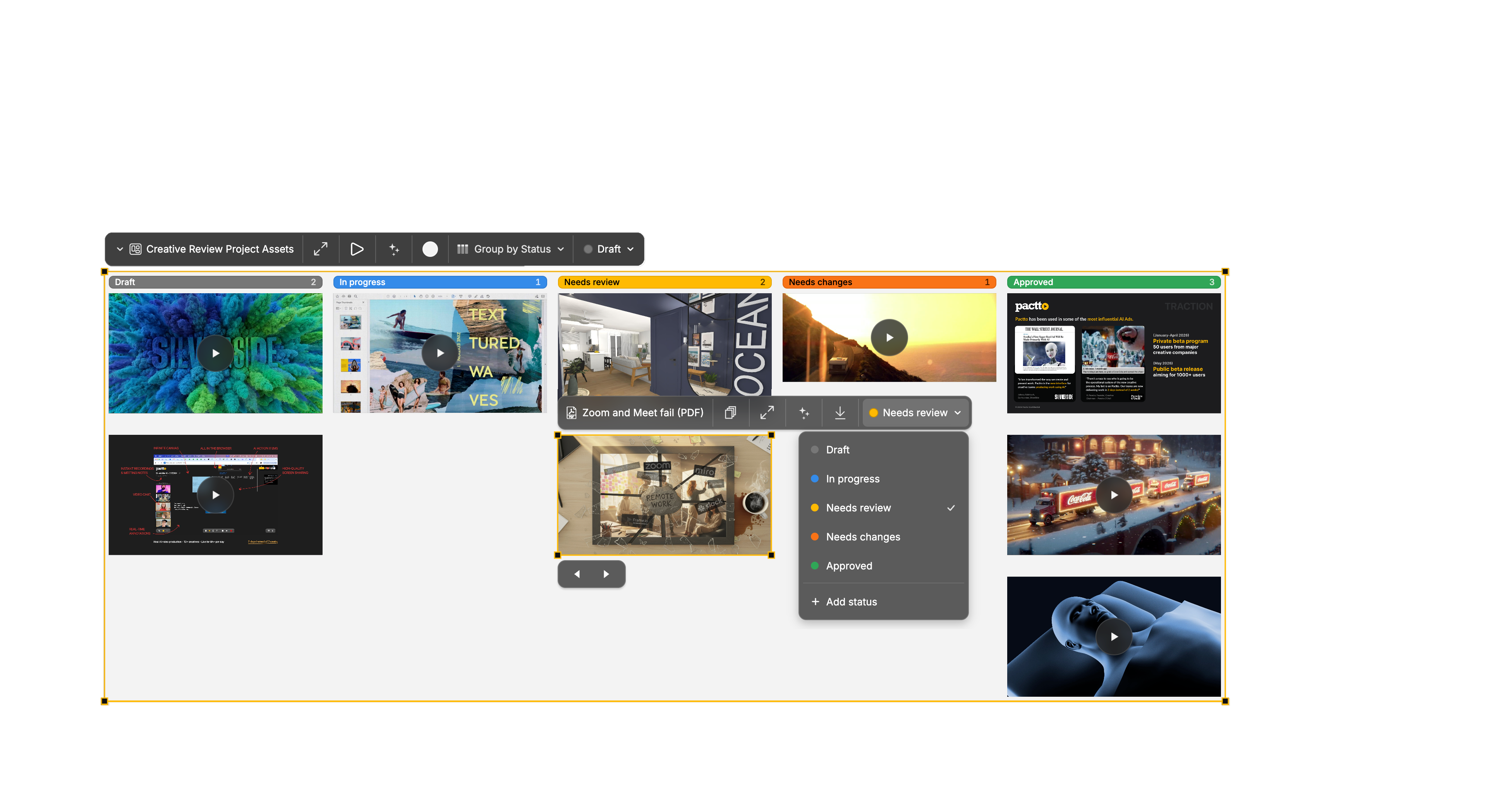 track statuses visually, or via agents.