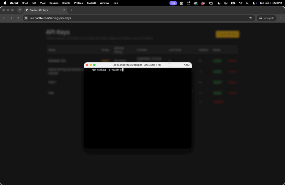 Claude Code listing Pactto rooms from the terminal