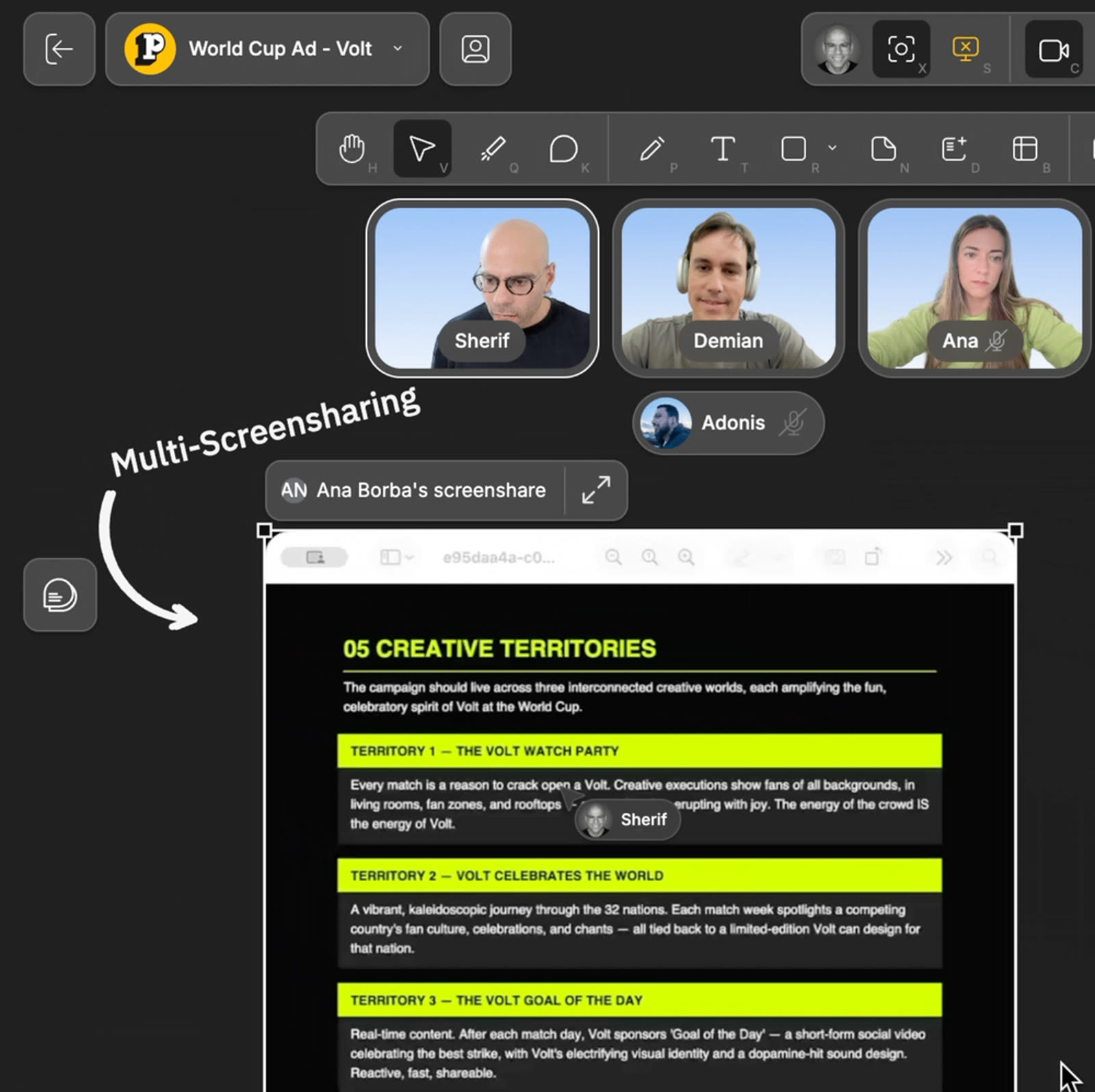 A pitch deck and product demo video presented at full quality on a Pactto canvas